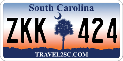 SC license plate ZKK424