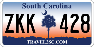 SC license plate ZKK428