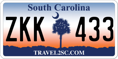 SC license plate ZKK433