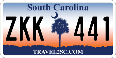 SC license plate ZKK441