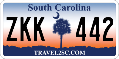 SC license plate ZKK442