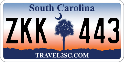 SC license plate ZKK443
