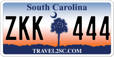 SC license plate ZKK444