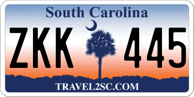 SC license plate ZKK445