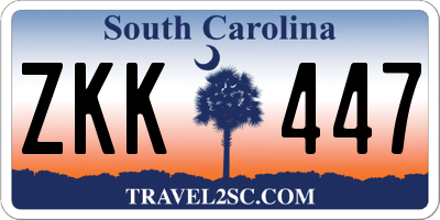 SC license plate ZKK447