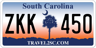 SC license plate ZKK450