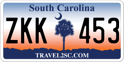 SC license plate ZKK453