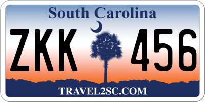 SC license plate ZKK456