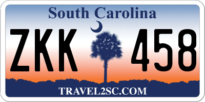 SC license plate ZKK458