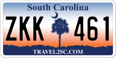 SC license plate ZKK461