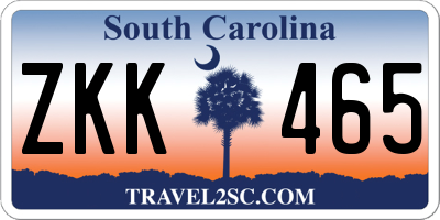 SC license plate ZKK465