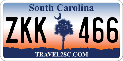 SC license plate ZKK466