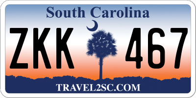 SC license plate ZKK467