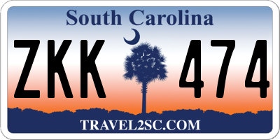 SC license plate ZKK474