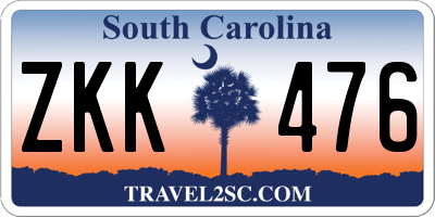 SC license plate ZKK476