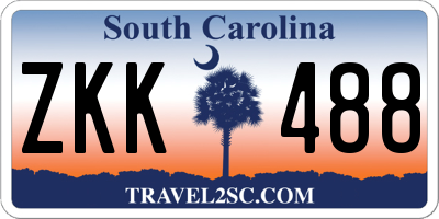 SC license plate ZKK488