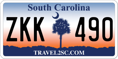 SC license plate ZKK490