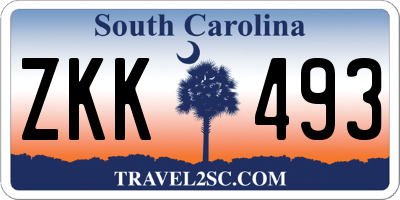 SC license plate ZKK493