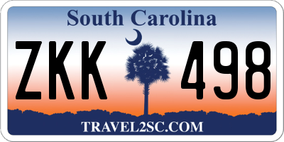 SC license plate ZKK498