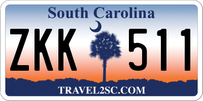 SC license plate ZKK511