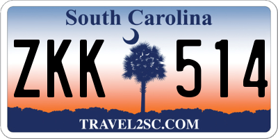 SC license plate ZKK514