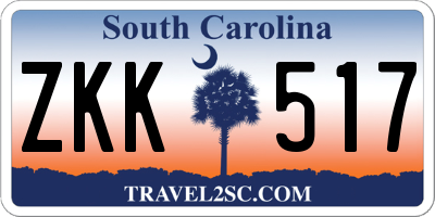 SC license plate ZKK517