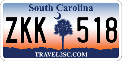 SC license plate ZKK518