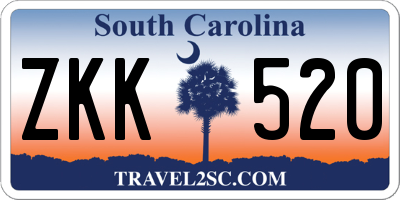 SC license plate ZKK520