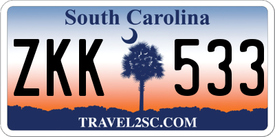 SC license plate ZKK533