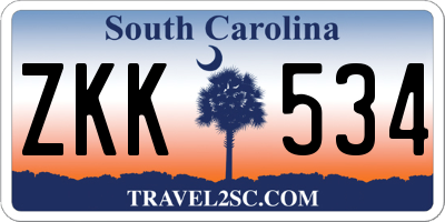 SC license plate ZKK534