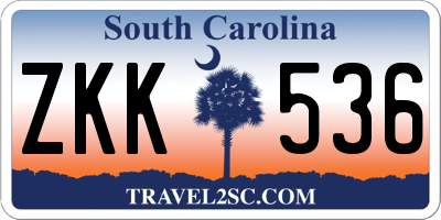 SC license plate ZKK536