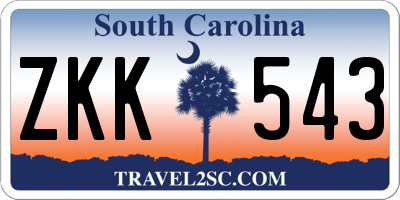 SC license plate ZKK543