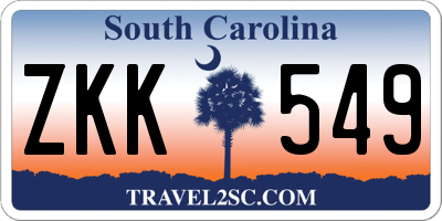 SC license plate ZKK549