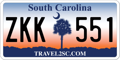 SC license plate ZKK551