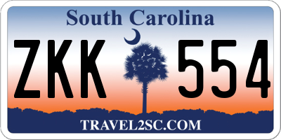 SC license plate ZKK554
