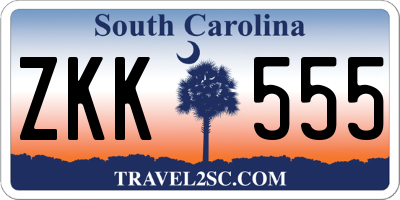 SC license plate ZKK555