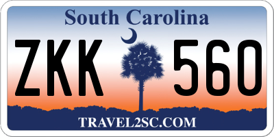 SC license plate ZKK560