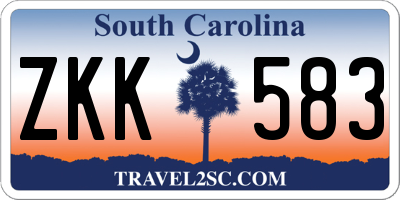 SC license plate ZKK583