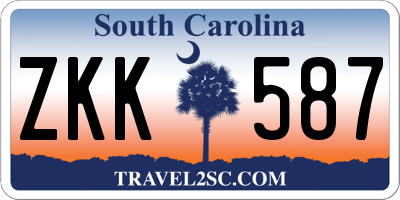 SC license plate ZKK587