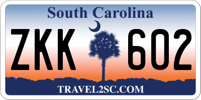 SC license plate ZKK602