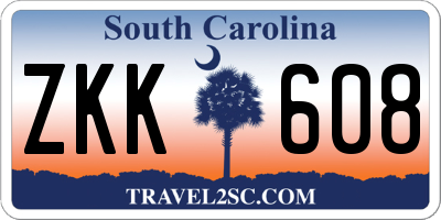 SC license plate ZKK608