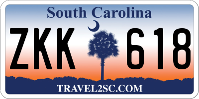 SC license plate ZKK618