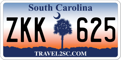 SC license plate ZKK625