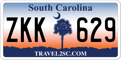 SC license plate ZKK629