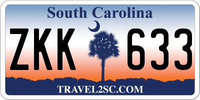 SC license plate ZKK633