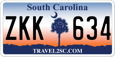 SC license plate ZKK634