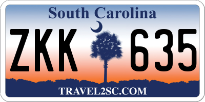 SC license plate ZKK635