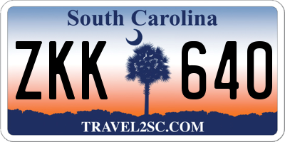 SC license plate ZKK640