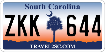 SC license plate ZKK644