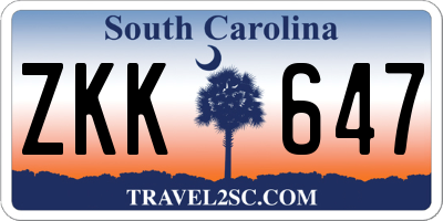 SC license plate ZKK647